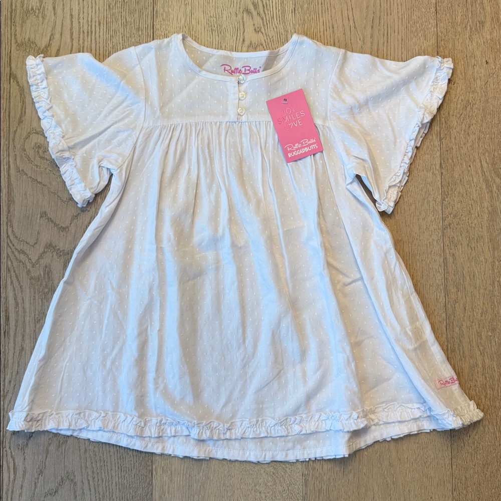 RuffleButts White Dotted Twirl Cover-Up – 4T/5, NWT, 100% Rayon
